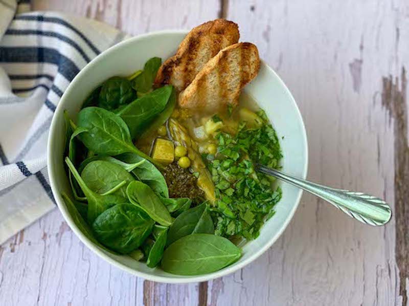 Soup in a plate, view from up