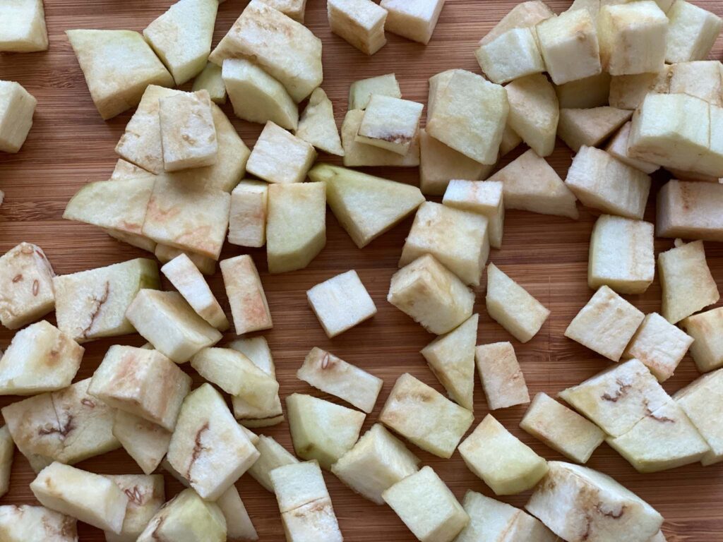 Pasta alla Norma eggplant cubed