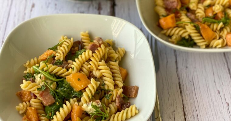 Grilled Melon Pasta Salad with Crudo Ham & Gorgonzola