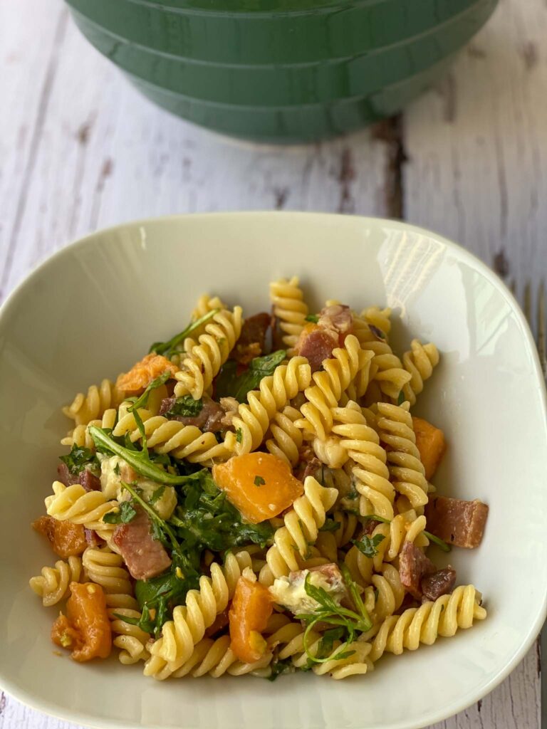 Plate of pasta salad