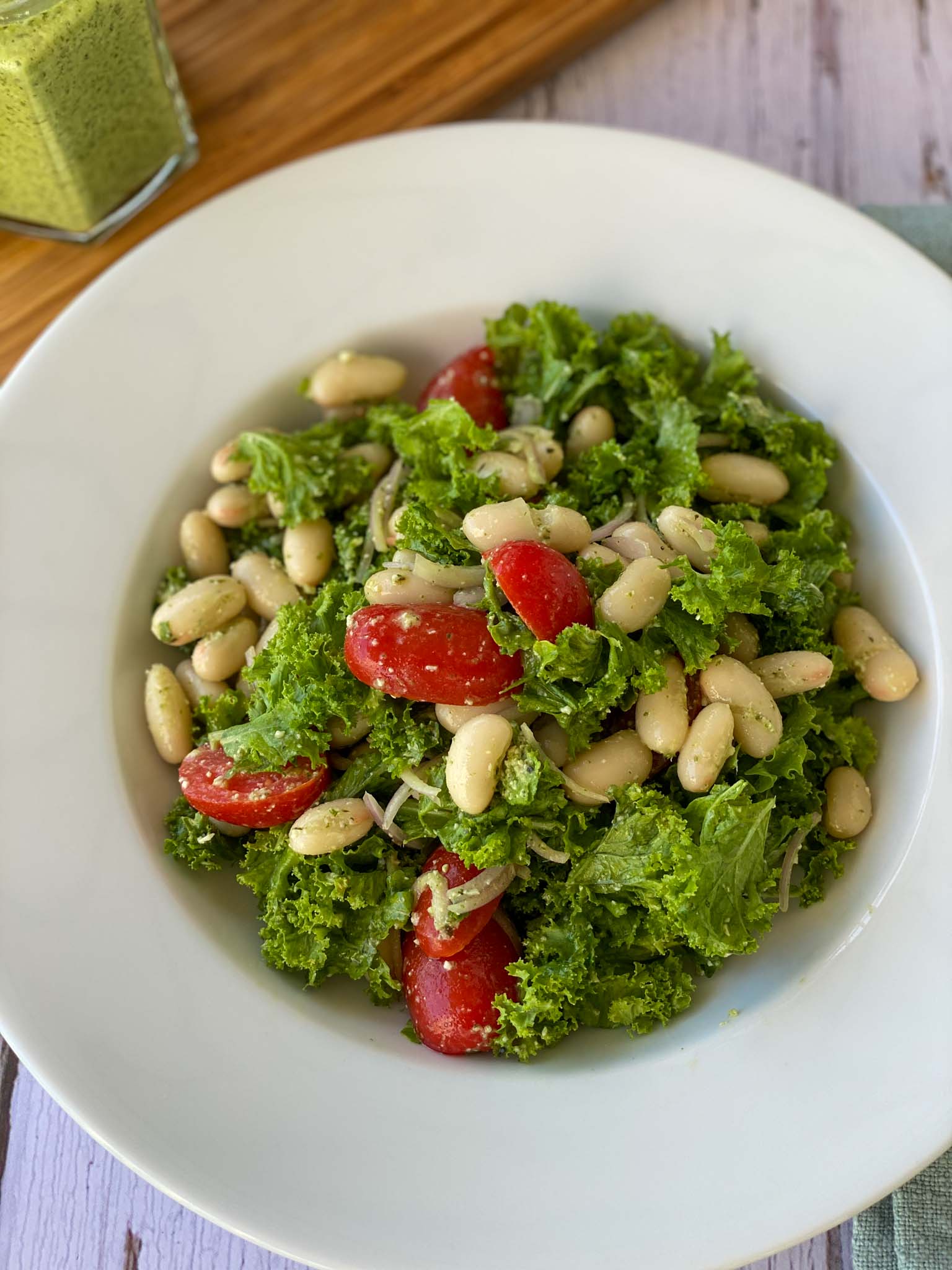 Kale Cannellini Salad in a plate