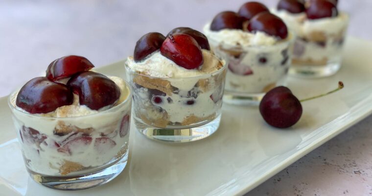 Mini Cherry Tiramisu Pots