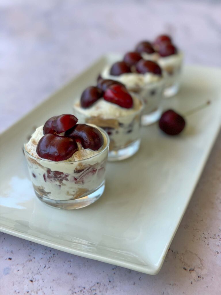 Mini Cherries Tiramisu Pots view from close