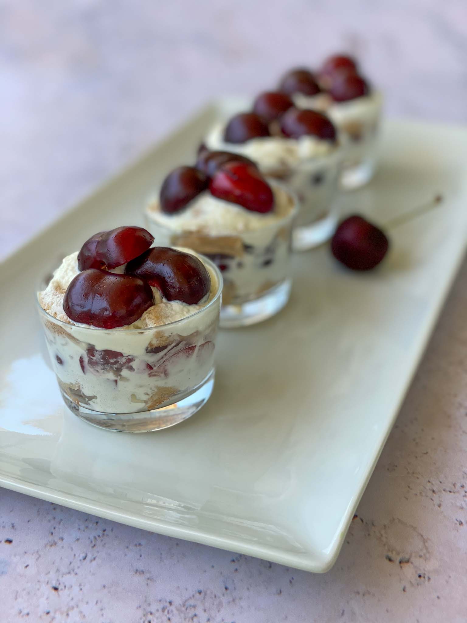 Mini CHerry Tiramisu Pots close up view
