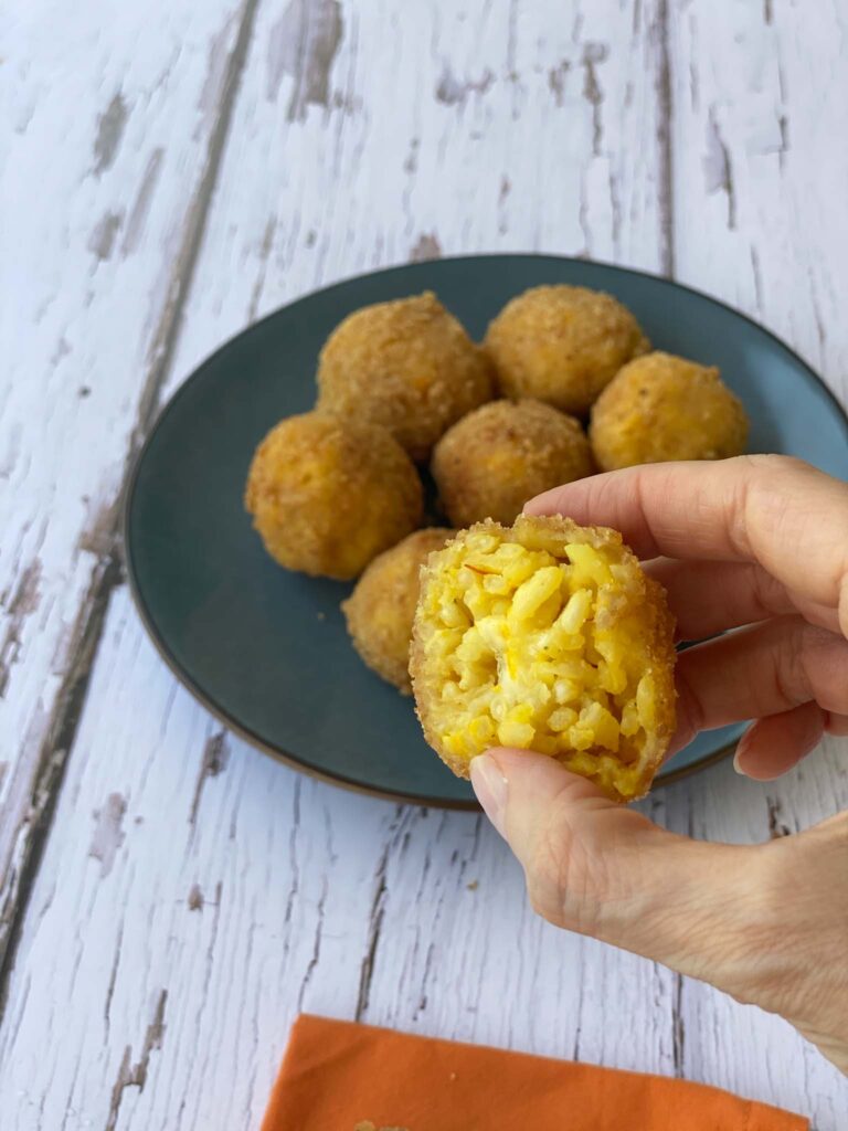 Arancini Rice Balls filling from close