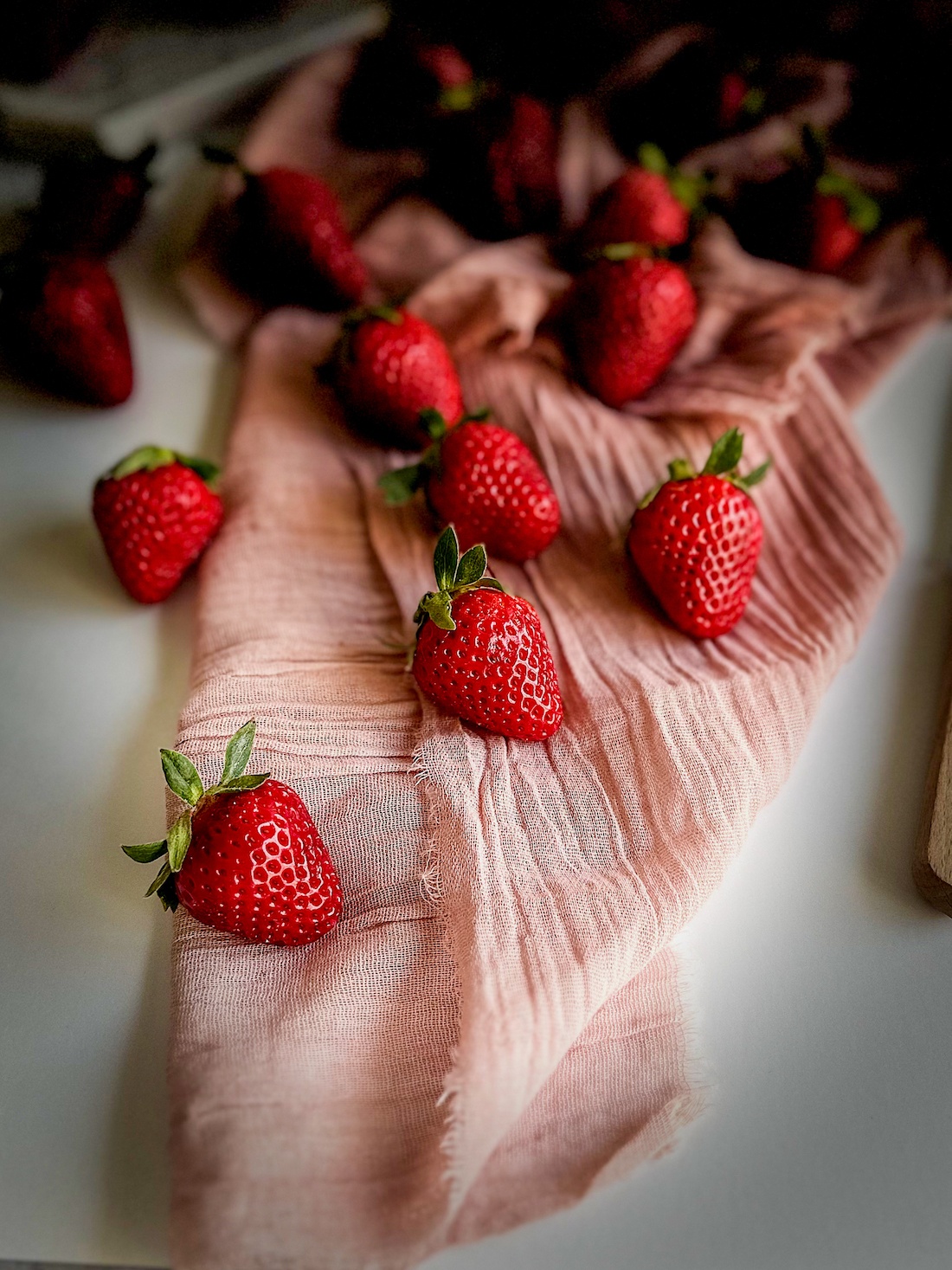 Strawberry on a pink towel