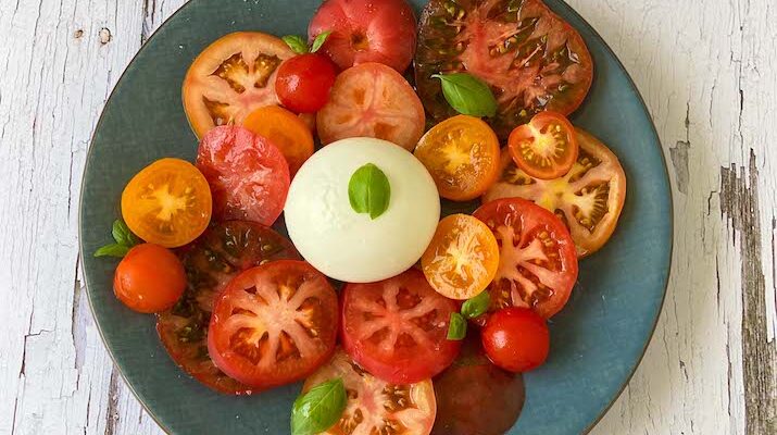 Caprese Salad with Heirloom Tomatoes and Burrata
