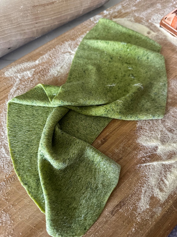 Lasagna sheet rolled out