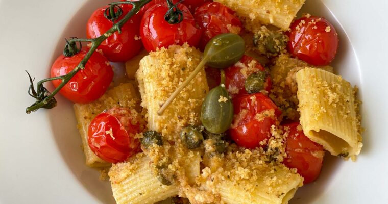 Cherry Tomato Pasta with Capers & Crispy Breadcrumbs
