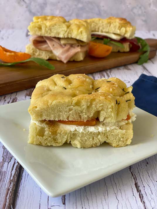 Rosemary Focaccia Panini With Ricotta & Grilled Apricot