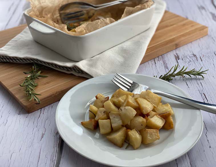 oven-roasted potatoes on a plate