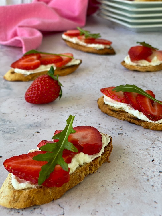 Strawberry Ricotta Bruschetta on a table