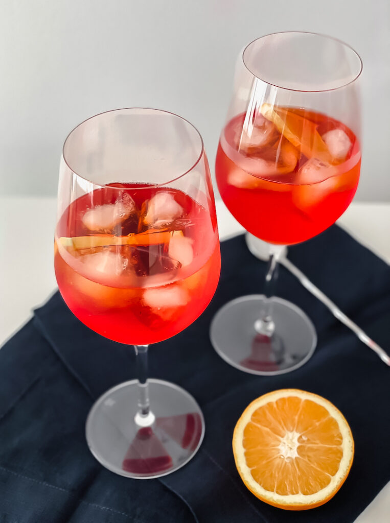 Aperol Spritz Recipe with slice of orange