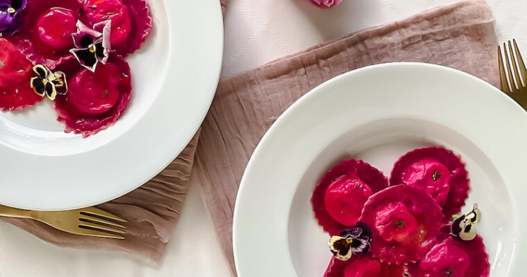 Beet Ravioli Filled with Goat Cheese and Ricotta