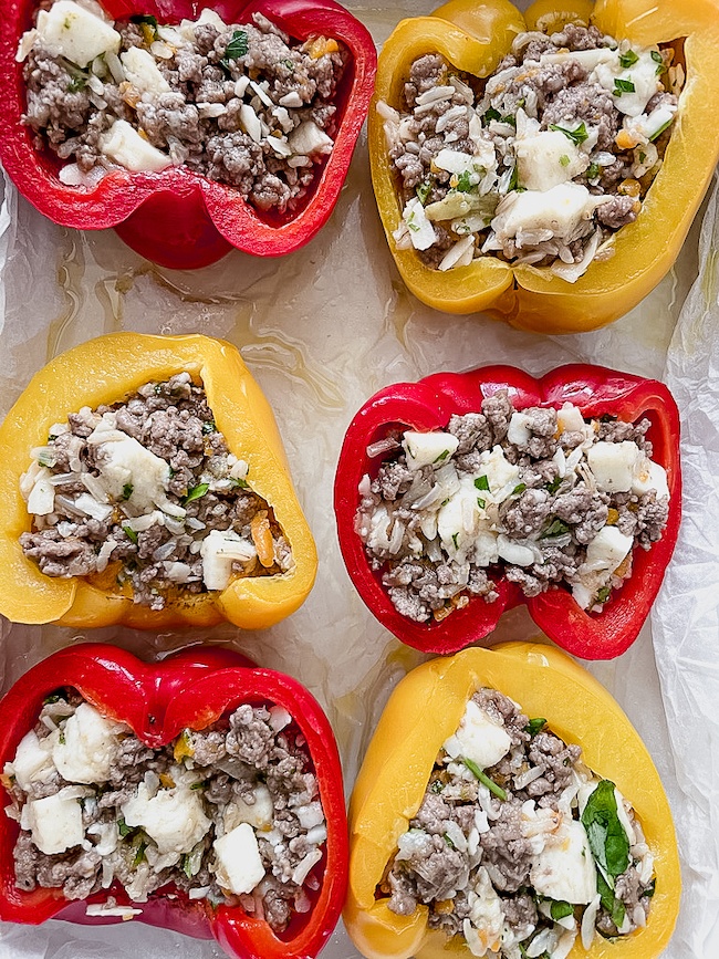 Italian Stuffed Peppers before baking