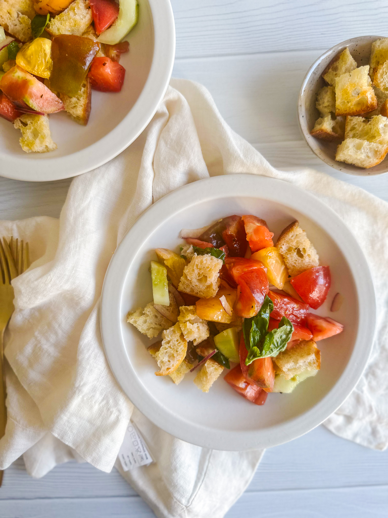 2 plates with Italian Bread salad