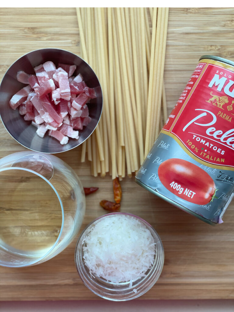 Pasta all'Amatriciana ingredients