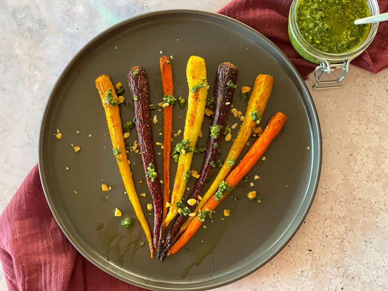 Roasted Carrots with Carrot Top Pesto