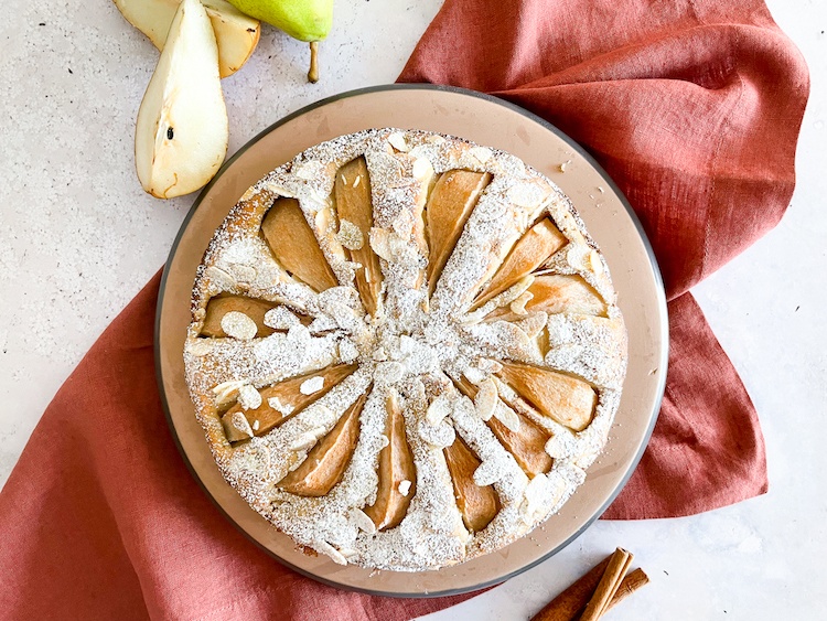 Pear cake on a plate