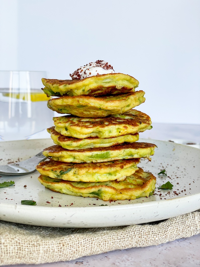 Leek Fritters on a white plate