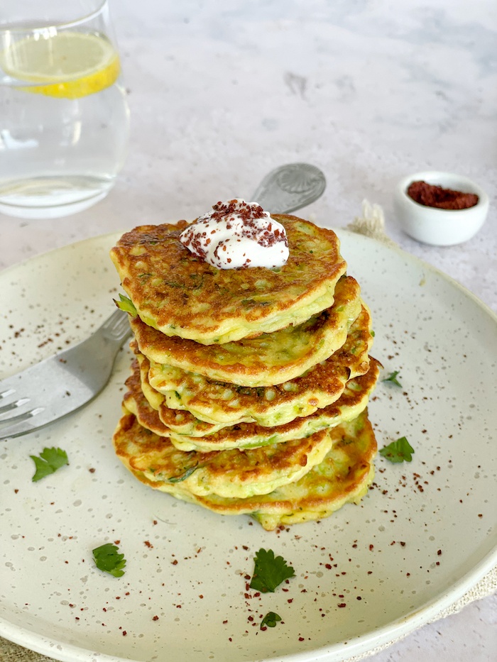 Leek fritters stacked up