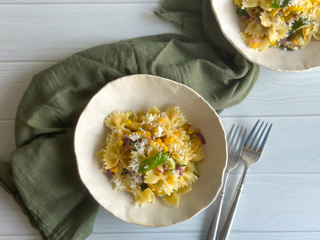 bowls of Grilled Vegetables Pasta Salad