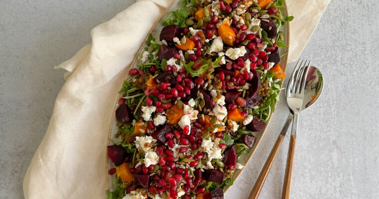 Roasted Beetroot Pumpkin and Lentil Salad