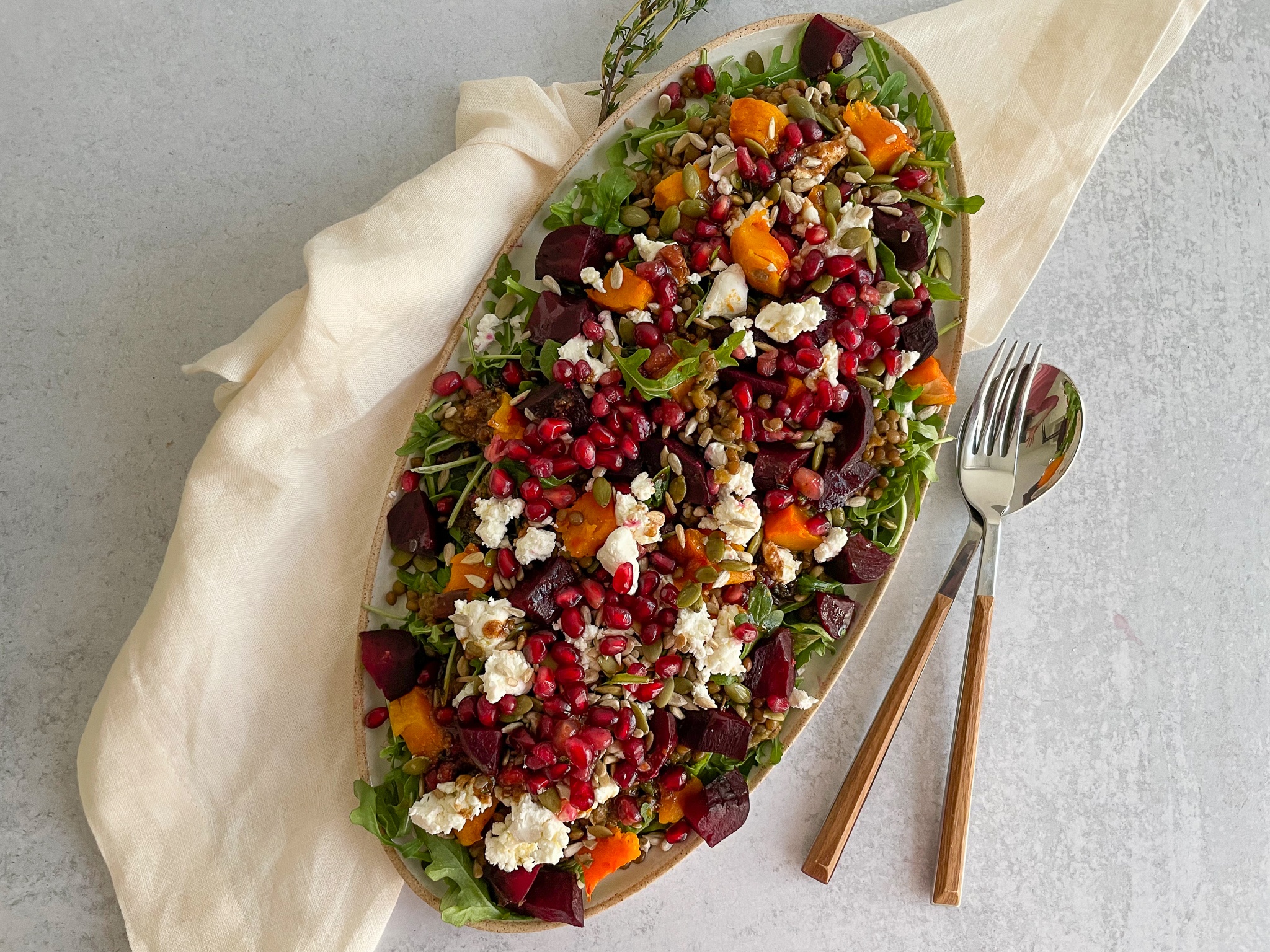 Roasted Beetroot Pumpkin and Lentil Salad