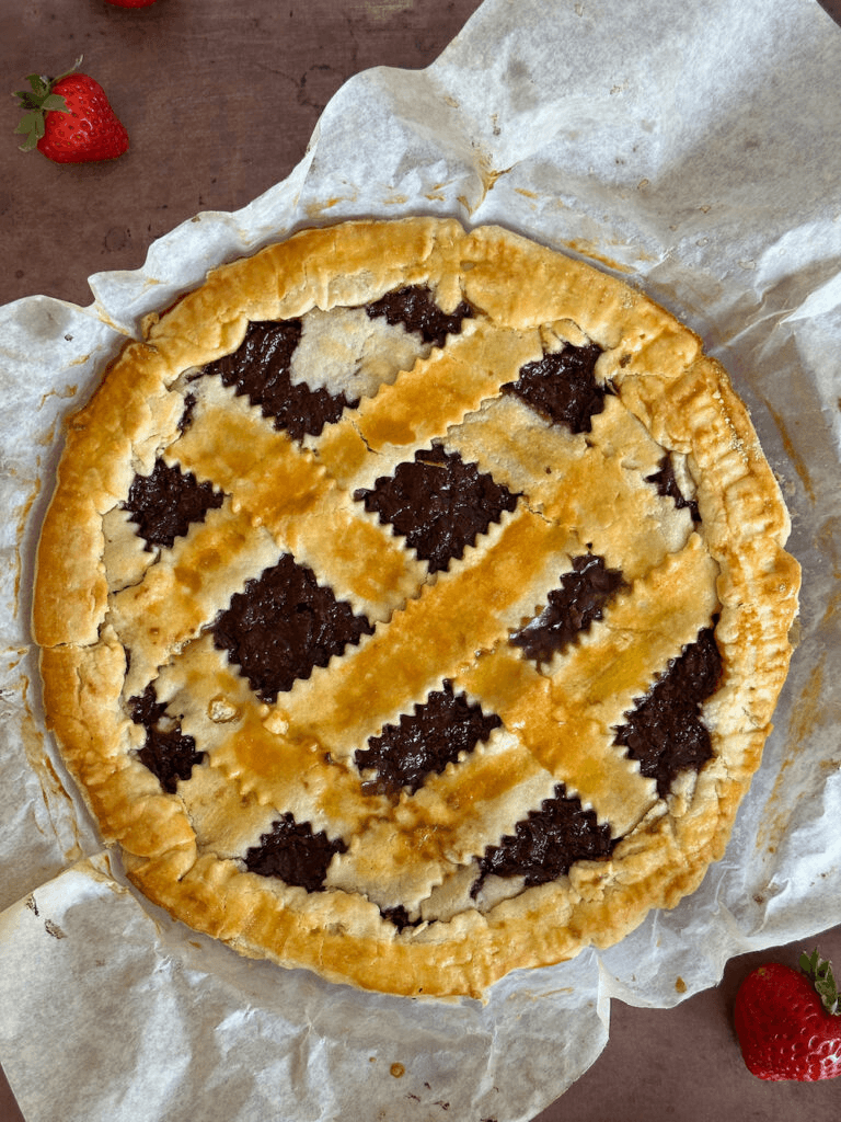 Jam filled tart baked