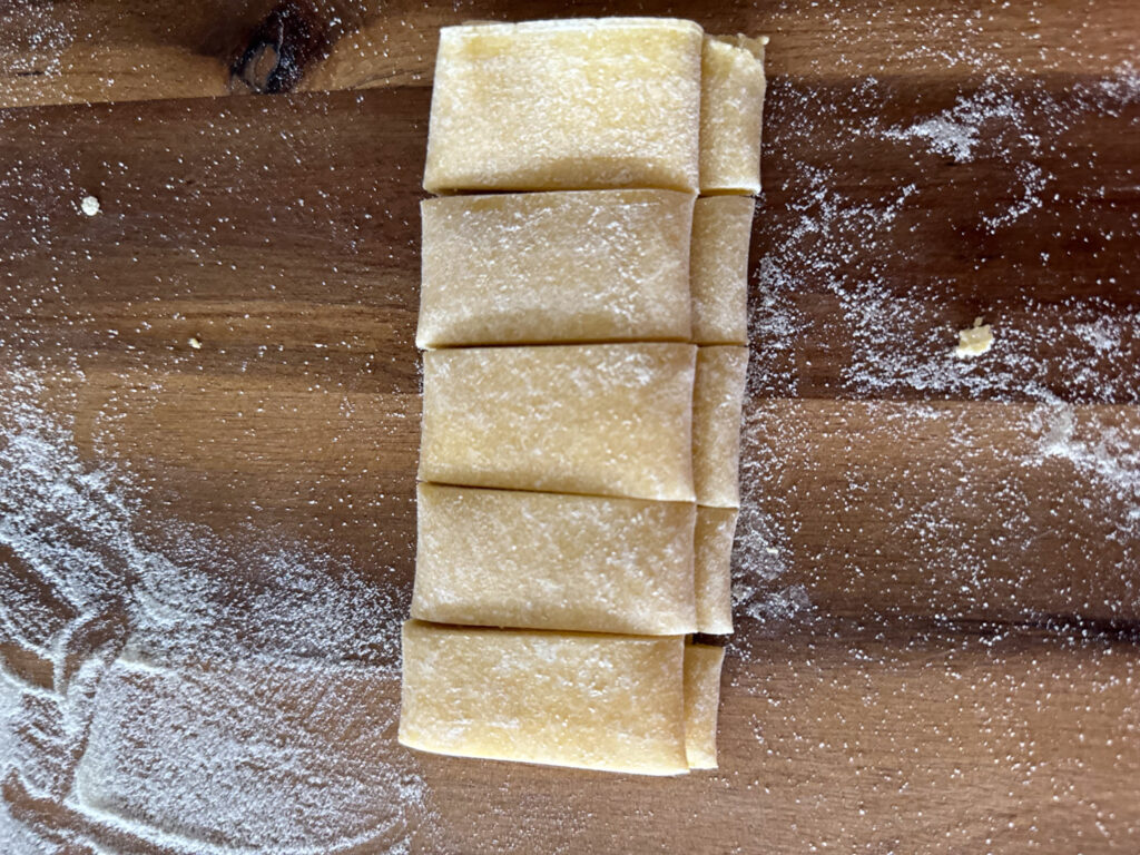 pasta dough cut in pappardelle