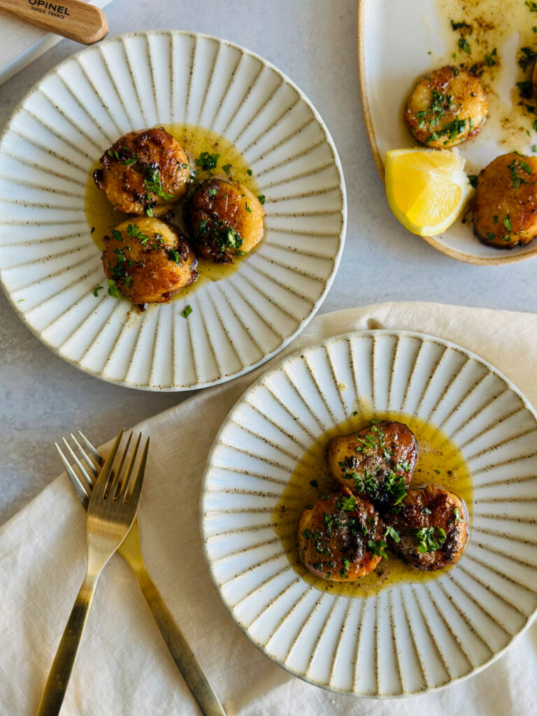 Seared Scallops on plates