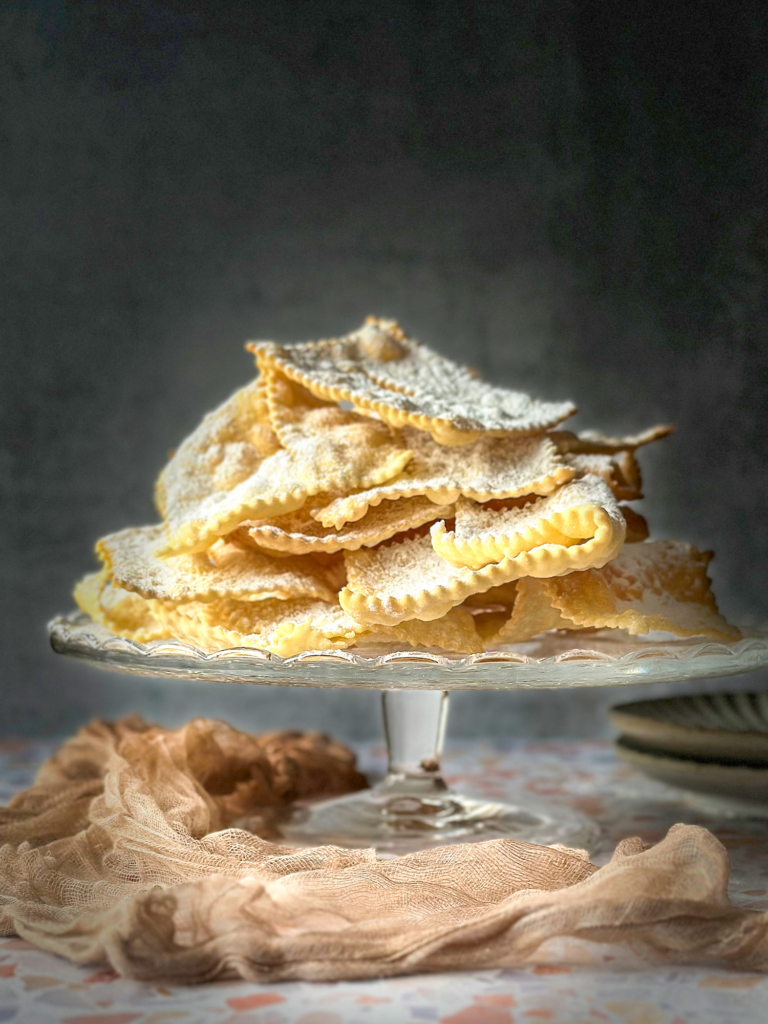 Venetian galani on glass tray