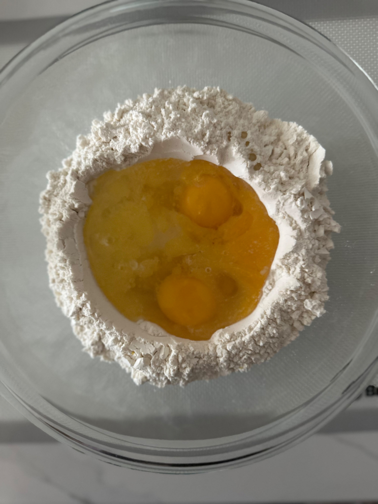 adding eggs