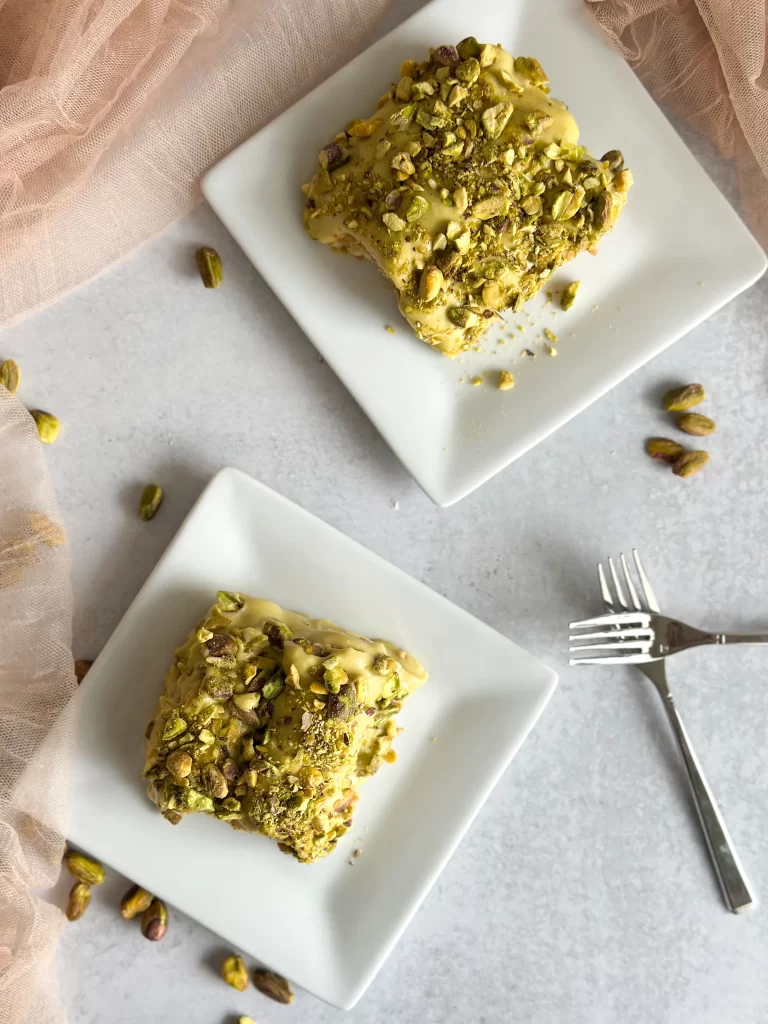 Pistachio Tiramisu in 2 plates