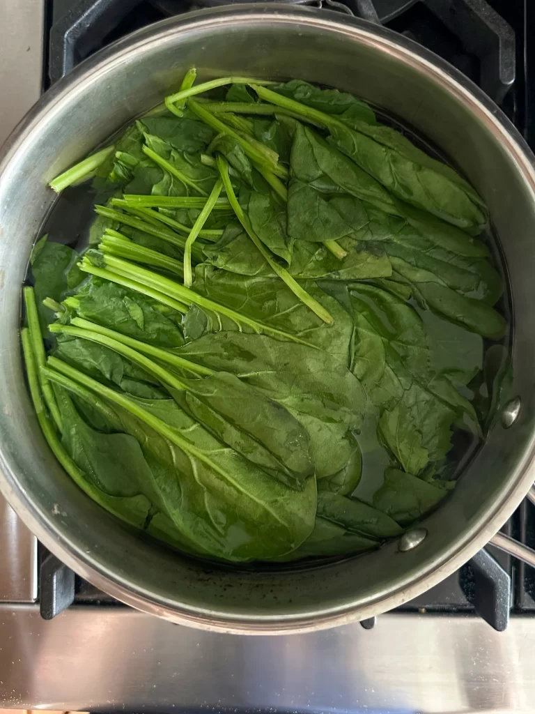 Blanching spinach
