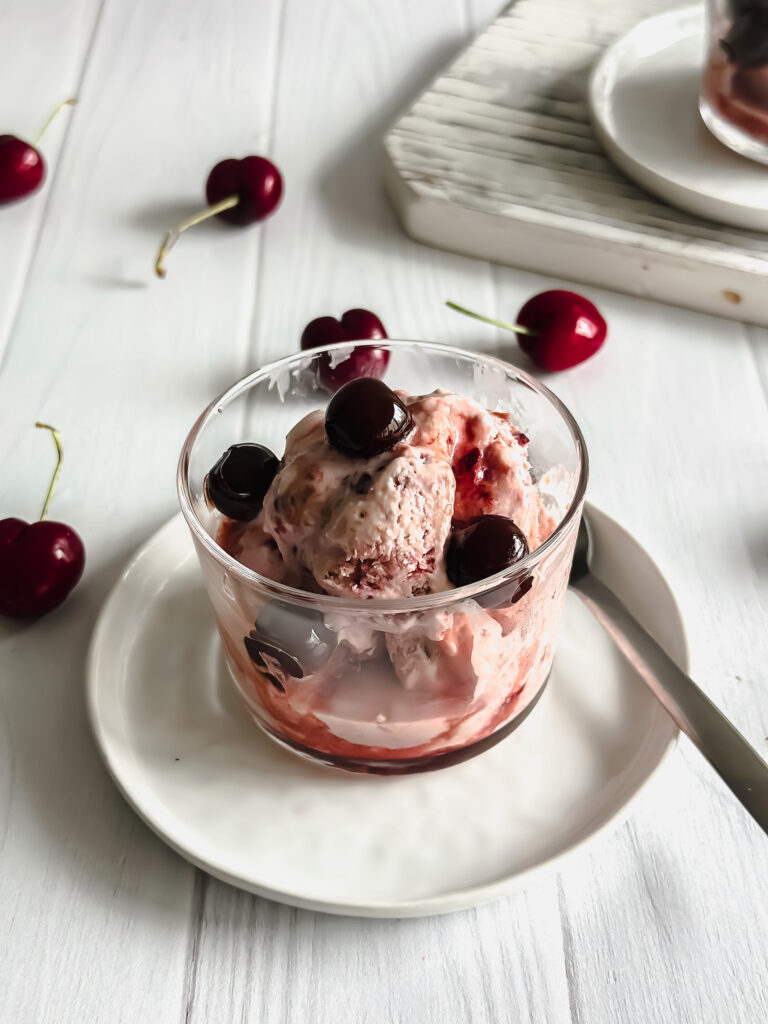 cherry ice cream in a cup