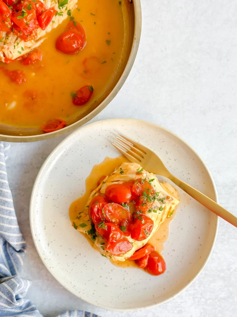 white poached fish