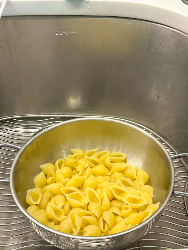 Pasta in a colander
