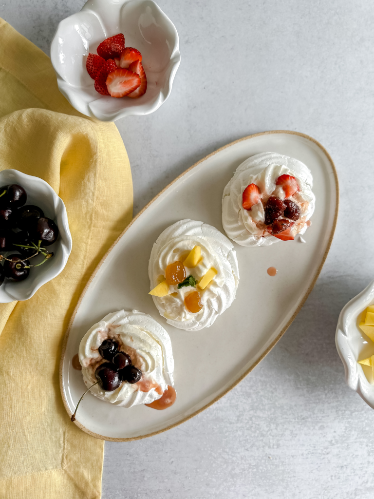 mini pavlova on a tray