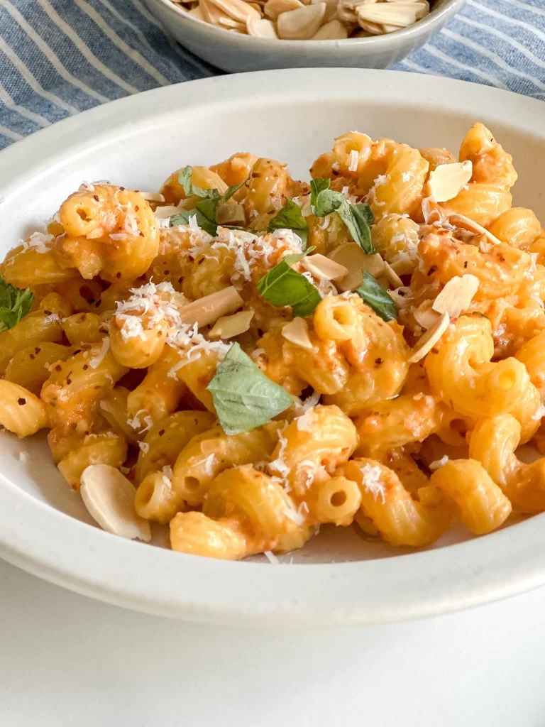 close view of a plate of pasta