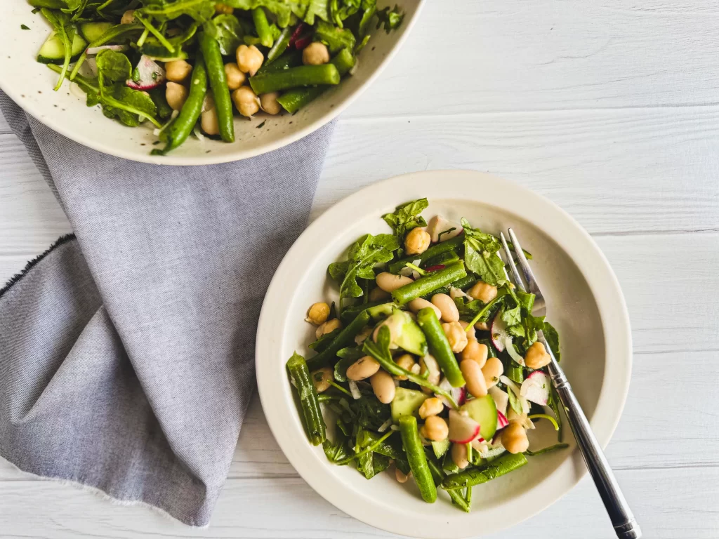 Salad of three beans in a plate.