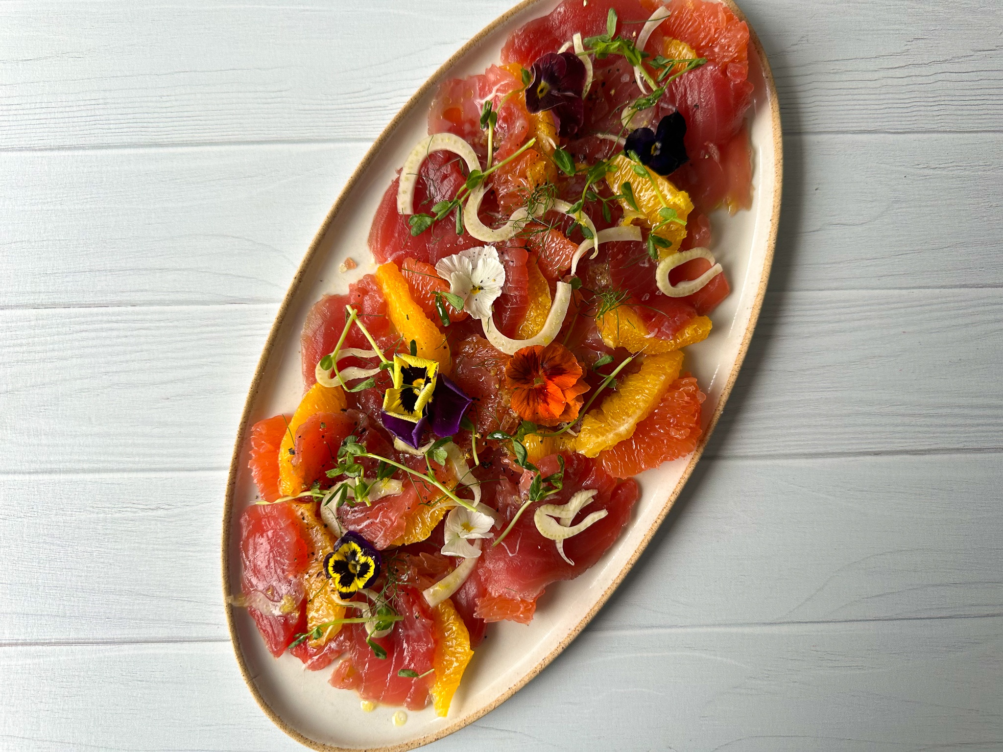 Tuna Crudo with Citrus and Rose’ Wine Vinegar
