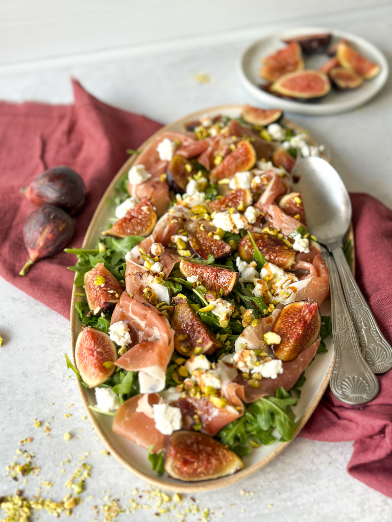 45 degree view of fresh fig salad