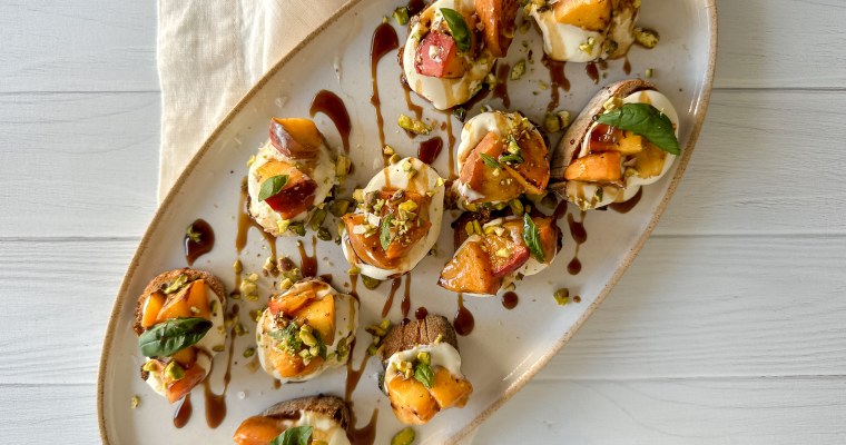 Peach Bruschetta with Ricotta and Vincotto