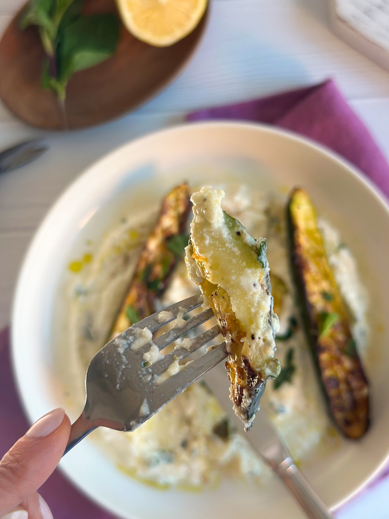 golden oven roasted zucchini spears with Parmesan