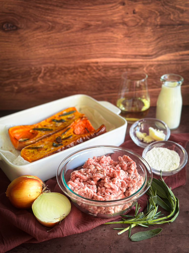 Butternut Squash Lasagna with Ragu Bianco ingredients