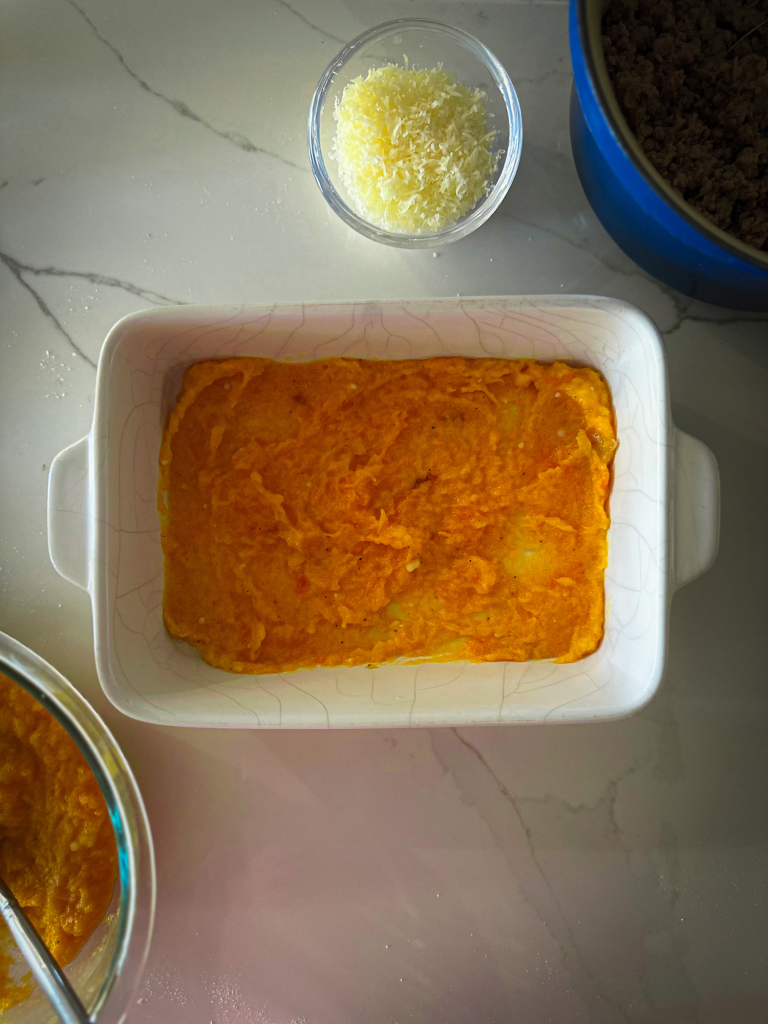 first layer for butternut squash lasagna