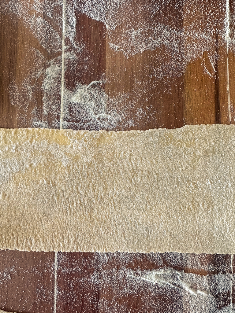 Pasta sheet rolled out thin