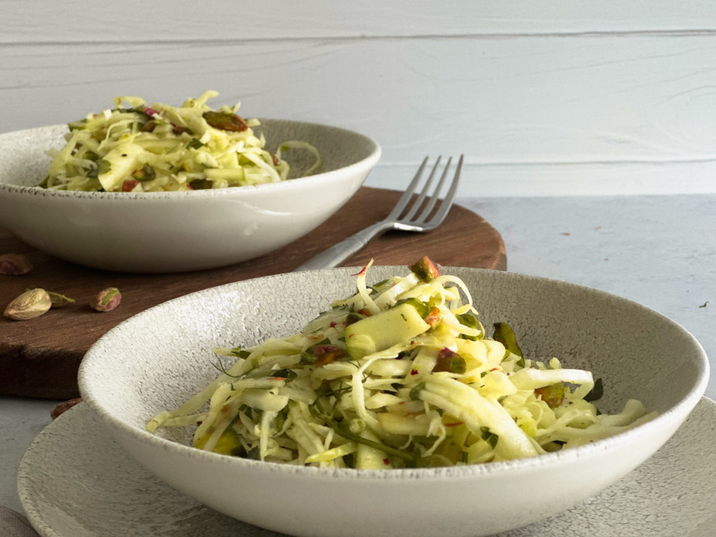Green Cabbage and Apple Slaw with fennel