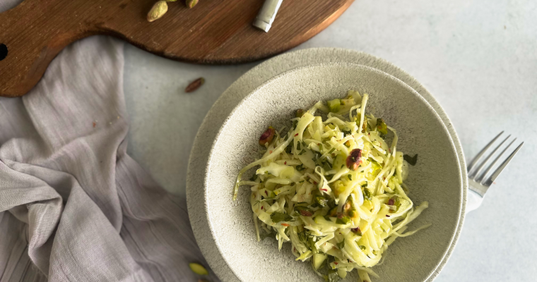 Cabbage and Apple Slaw with Fennel and Pistachios